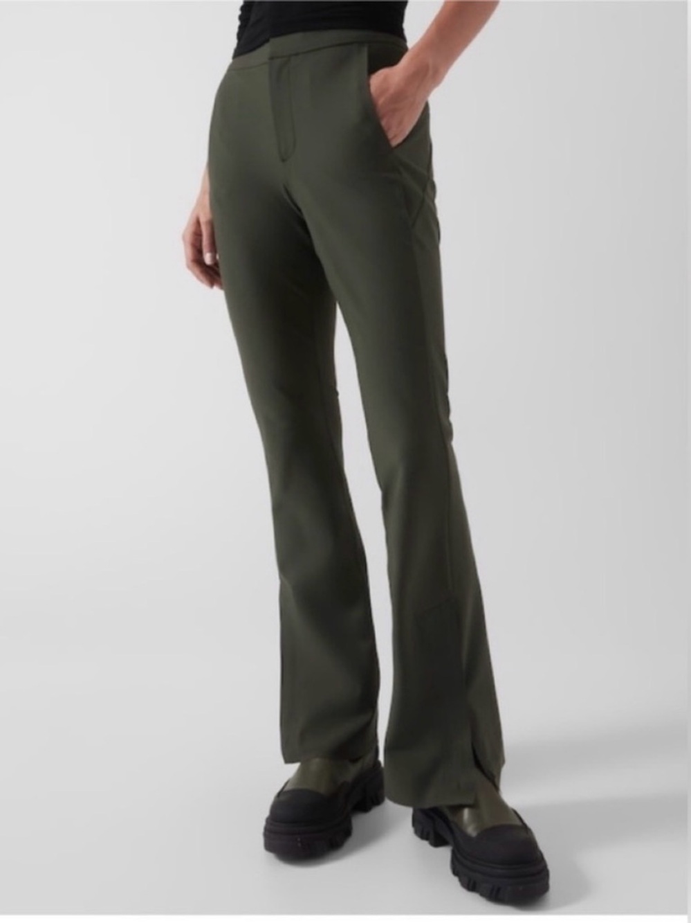 Athleta Stellar Flare Trouser Size 12. Aspen Green NWOT